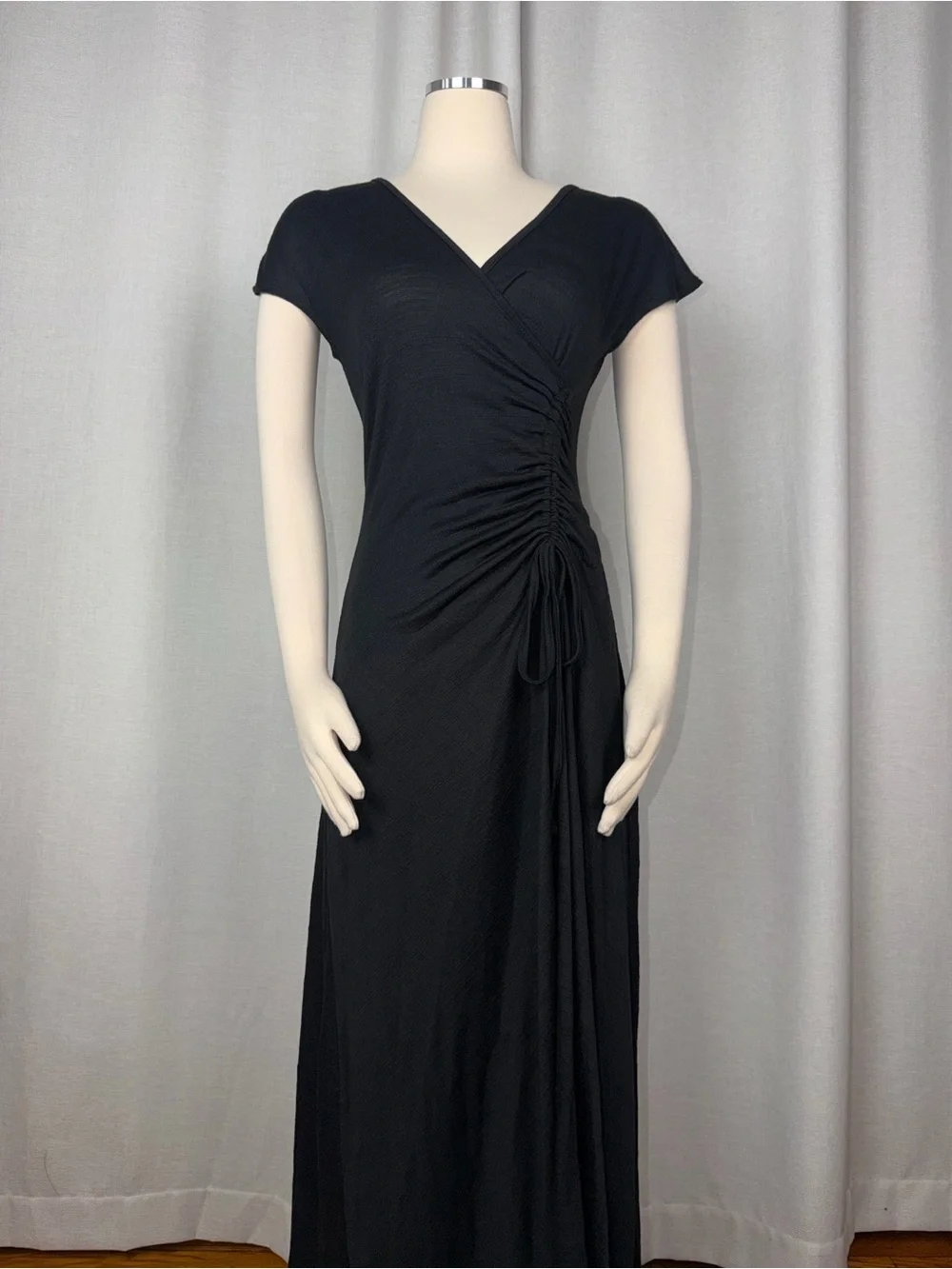 max studio black maxi dress Max Studio Women Textured Georgette & Velvet Maxi Dress Black Sleeveless Small